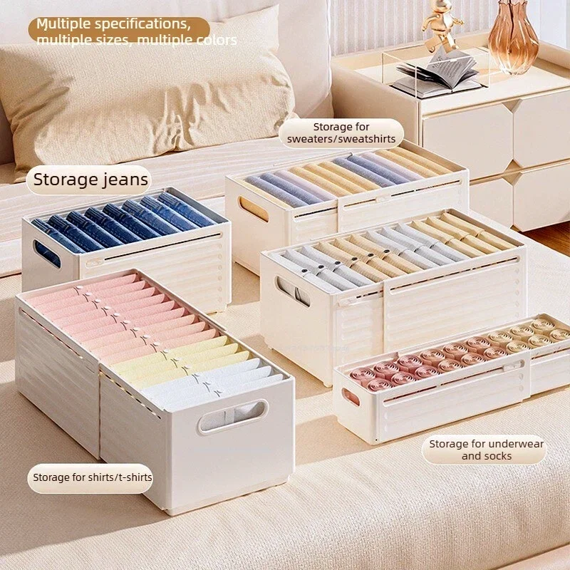 Picture 3: Expandable Plastic Storage Boxes Suitable for Drawer Shelf Wardrobe Office Socks Space-Saving Storage Basket Stackable