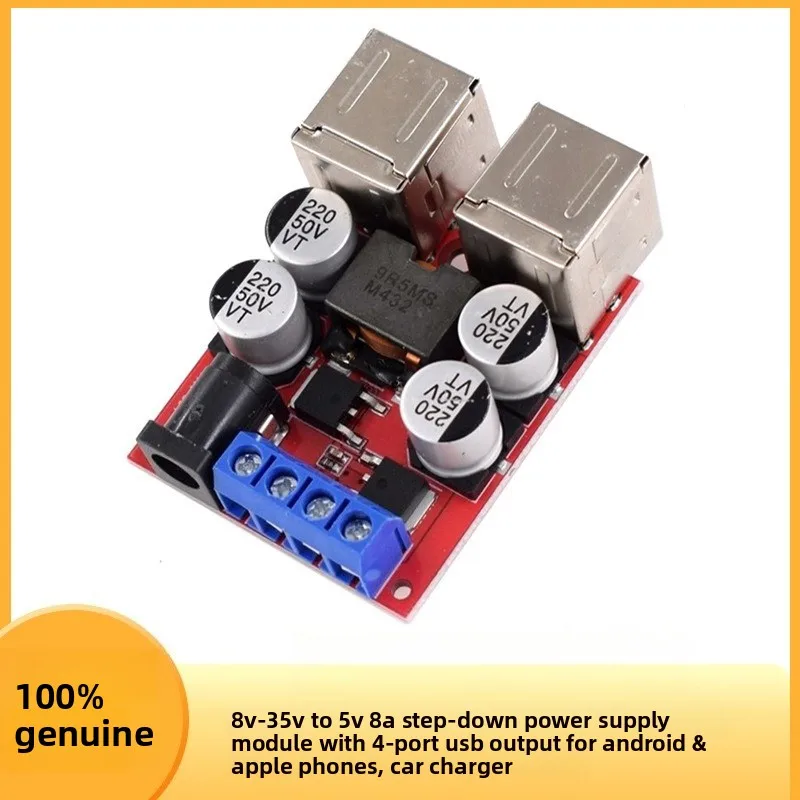 8V35V to 5V8A Step Down Converter 4 USB Ports Car Charger for Android iPhone