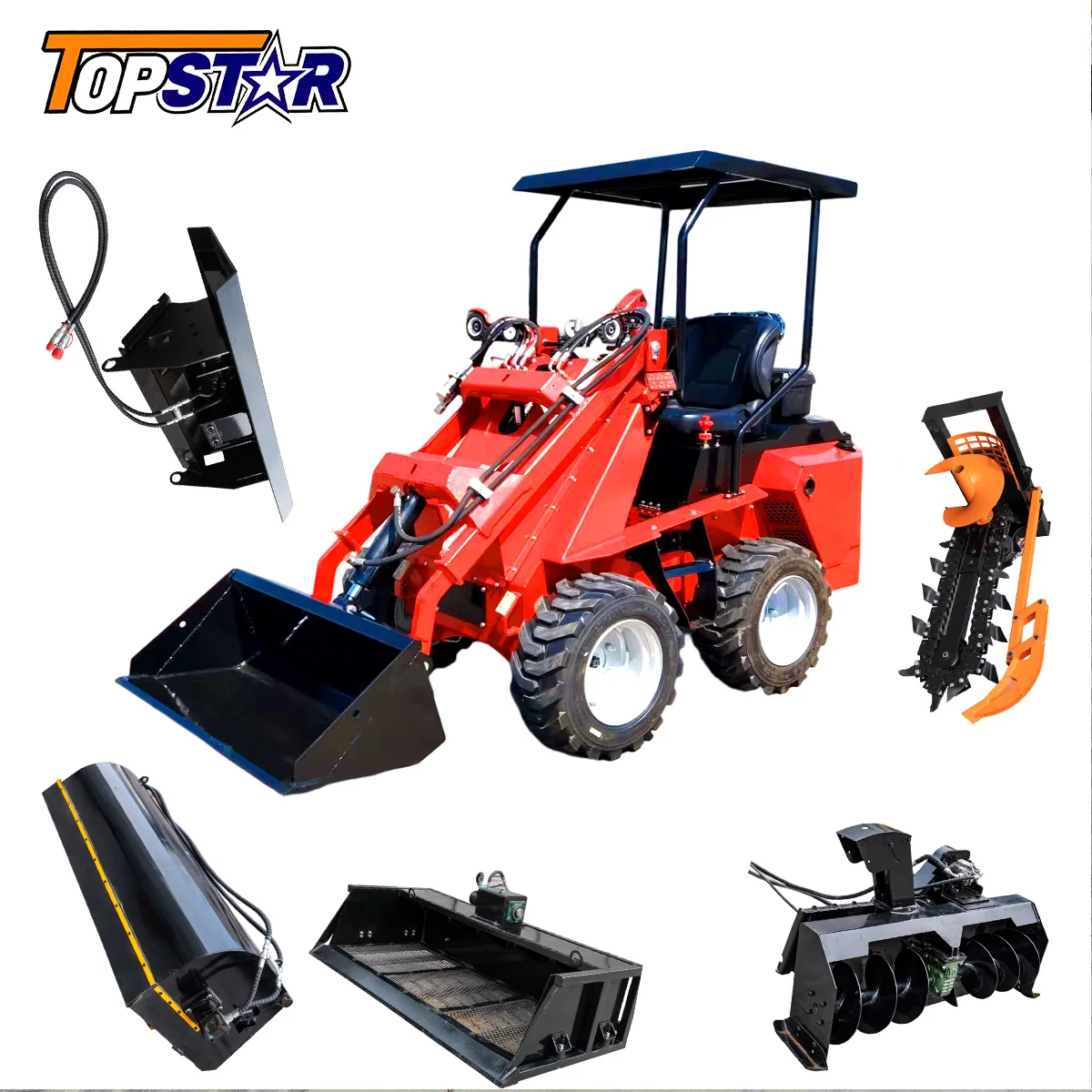 

Customized China Skidsteer Mini Sliding Stand On Attachments Mini Crawler Skid Steer Loader With Track