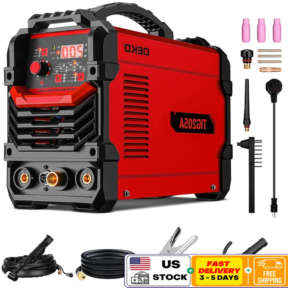 205Amp DC Dual Voltage TIG/Stick/Clean Welder Kit with High Frequency Start and Foot Pedal Interface