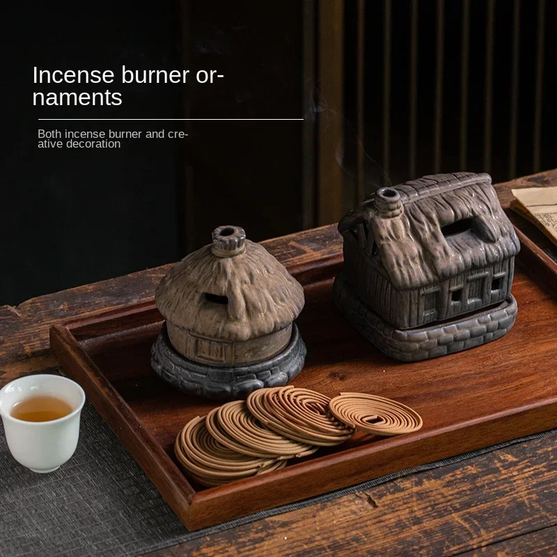 Farm House Incense Burner Home Indoor Ceramic Stove Sandalwood Plate