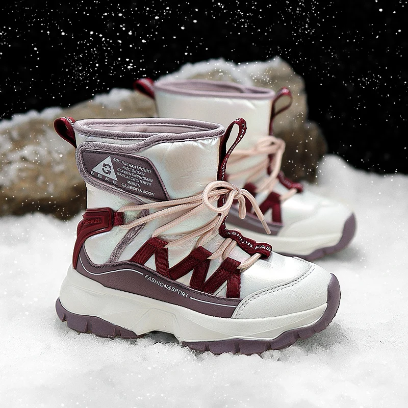 Scarpe sportive in cotone per esterni calzature per bambini moda bambini stivali alti in peluche stivali invernali per bambini stivali da neve per