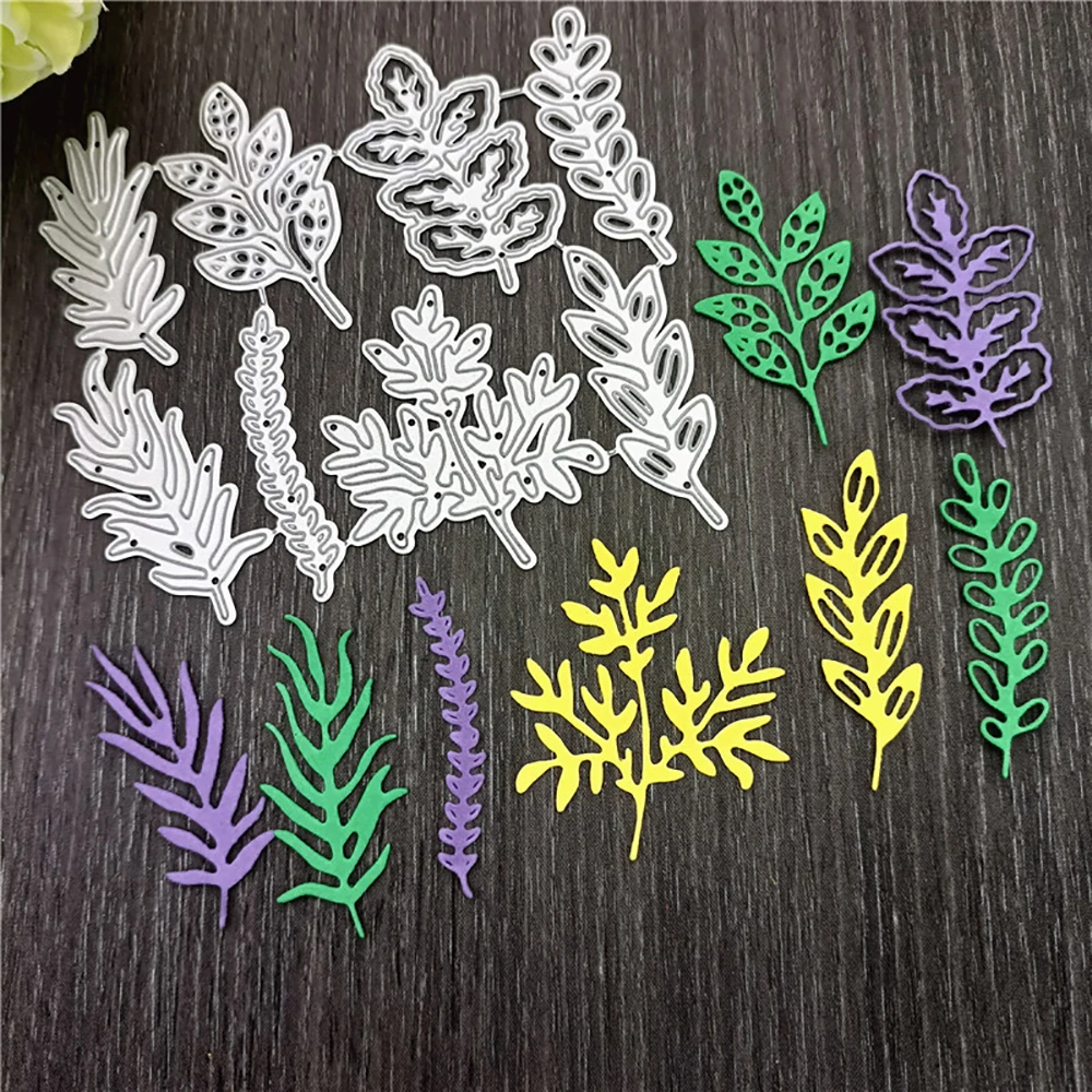 8PCS Leaves Cutting Dies for DIY 3D Scrapbook Album Paper Cards Decorative Crafts Metal Dies for Crafts Embossing Knife Mold