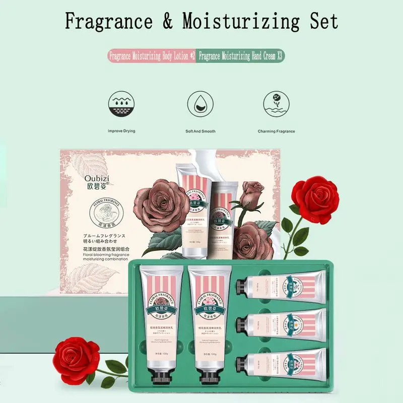 

Flower Fragrance Moisturizing Body Lotion Hand Cream Set Rose Sakura White Lily Little Daisy Freesia Body And Hand Skin Care