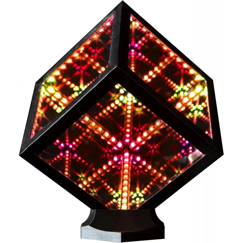 HyperCube Nano Infinity Cube LED Light with Stand - 5.5-Inch Sound Reactive Portable Table Desktop Lamp, RGB App-Enabled Multico