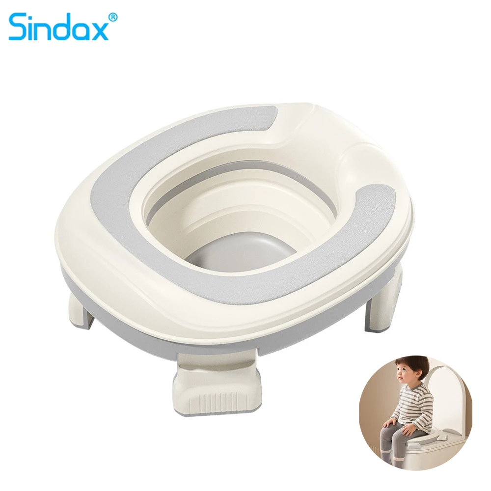 Faltbares Kinder-Töpfchen mit Taschen, Baby-Topf, 3-in-1, Reise-Toilettensitz, tragbarer Silikon-Babytöpfchen-Trainings-Toilettensitz für Kinder