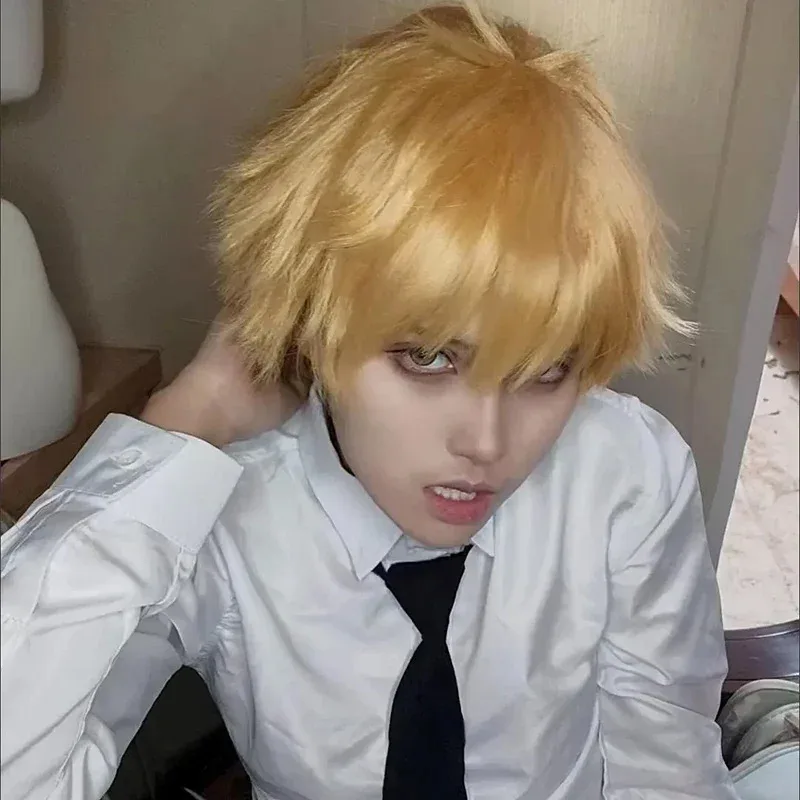 Denji Косплей Аниме Бензопила Человек Denji Косплей Костюм Парик Брюки Рубашка Общественная безопасность Охотник за дьяволом Костюмы на Хэллоуин для мужчин