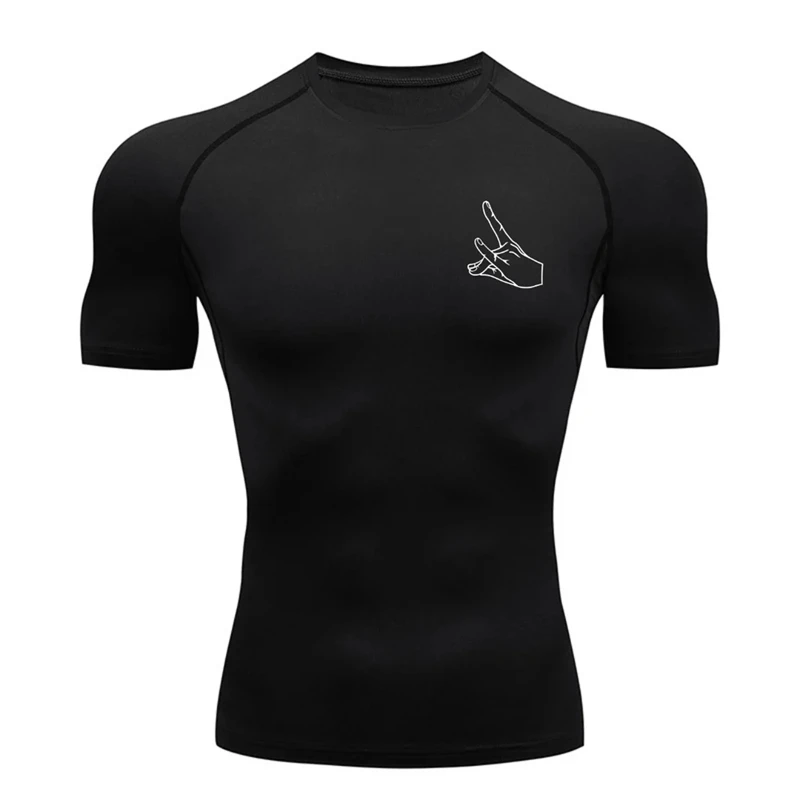 Graphic Print Short Sleeve Compression Shirt for Men Summer Athletic Quick Dry T-shirts Tops Gym Workout Running Training Tees