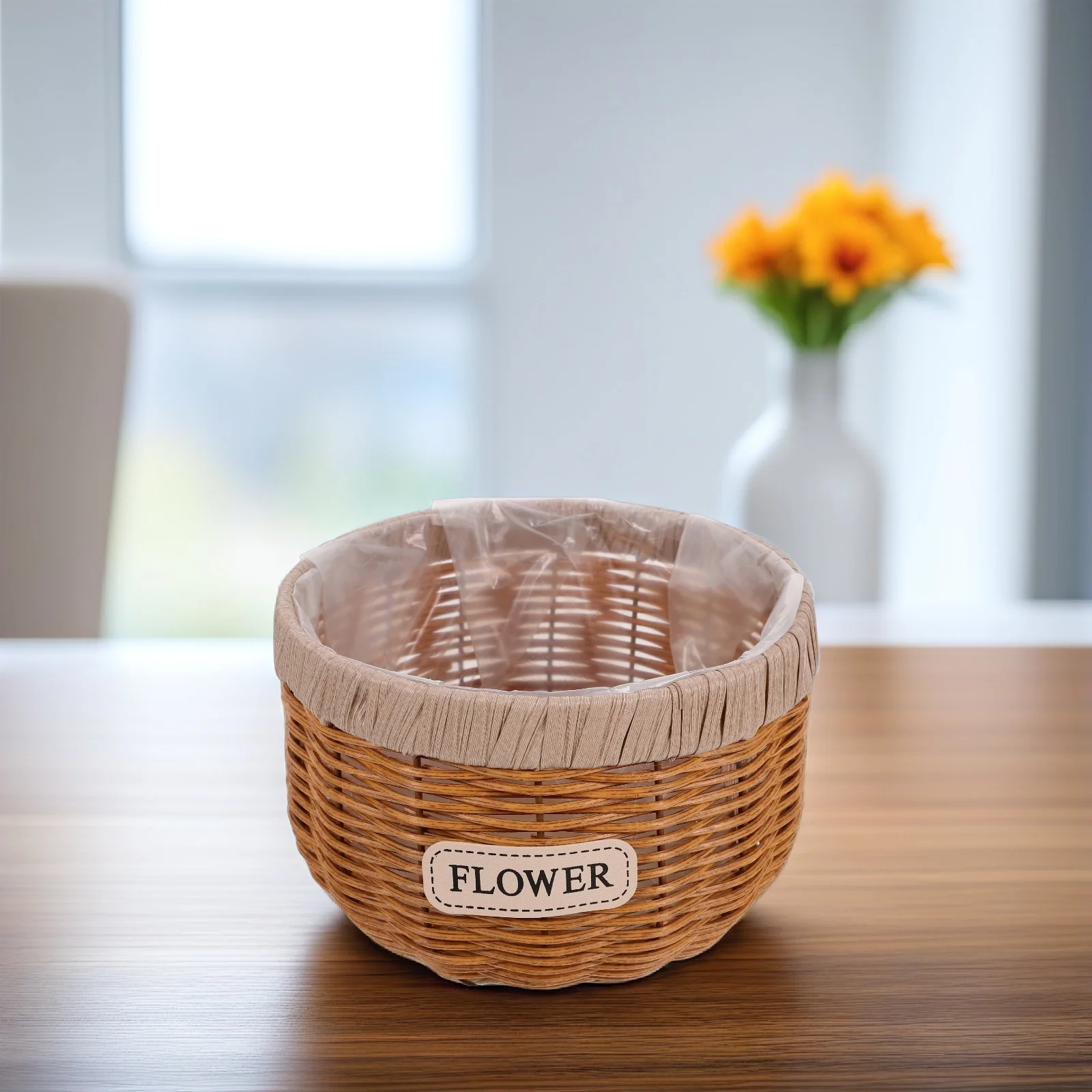 

1pc Stylish Large Flower Basket Pothos Planter Indoor Outdoor Durable Plant Pot Storage Holder Woven Garden Container Rattan