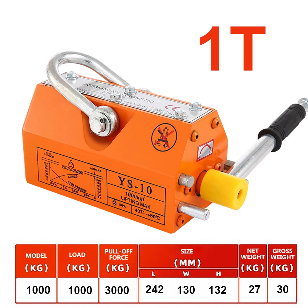 

600 кг, 1 т, 3 т, подъемник с постоянным магнитом, мощный магнитный подъемник, 2 тонны магнита, 3 подъемных крана, присоска с постоянным магнитом Krauk