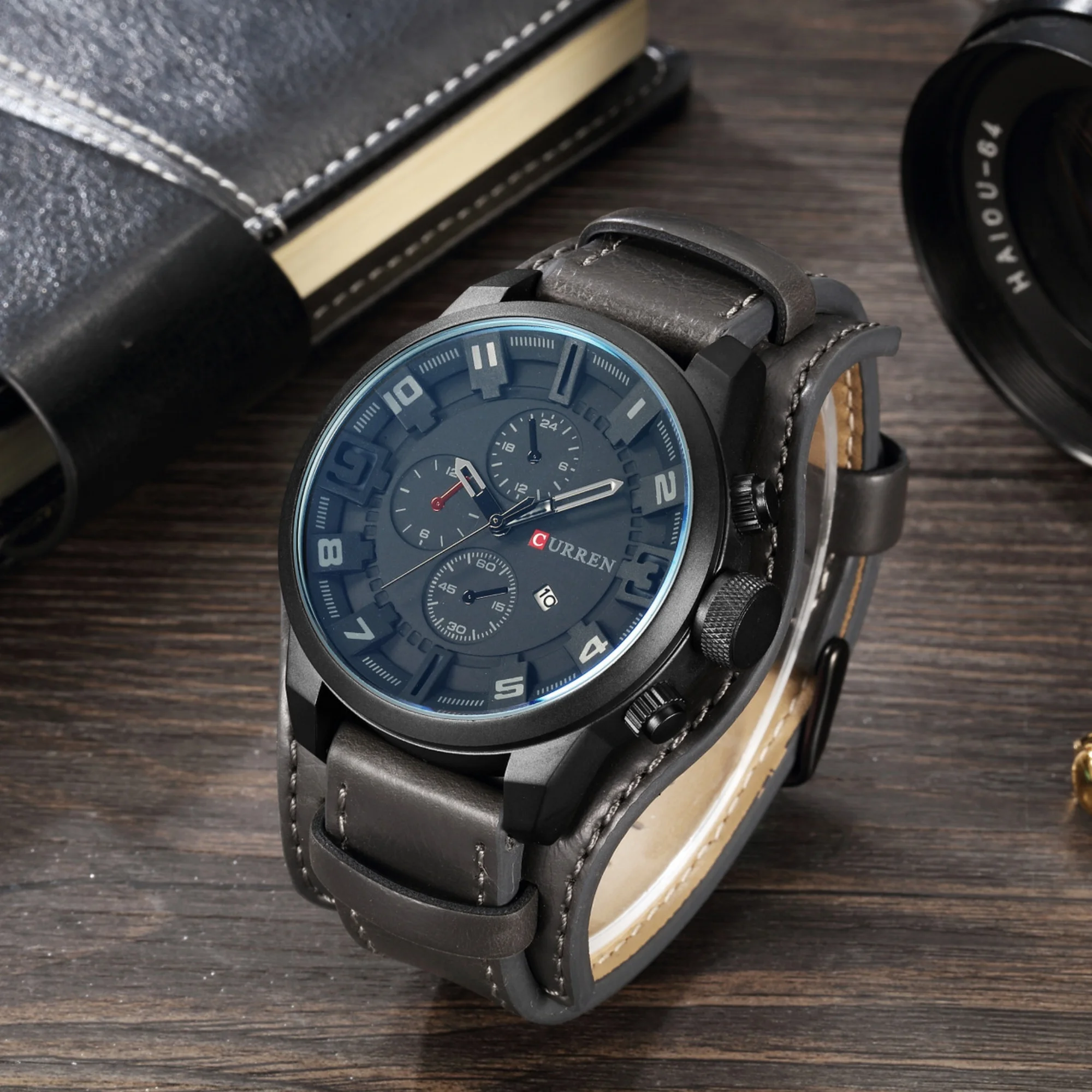 CURREN Men Quartz Watch Multifunction Date Wristwatch Vintage Military Sports Waterproof Male Watch Large Dial Fashion For Men