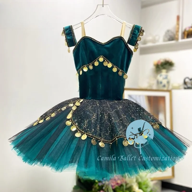 Nowa spódnica TUTU z zielonego aksamitu Esmilada Don Quixote Variation Ballet Performance TUTU dla dorosłych dzieci