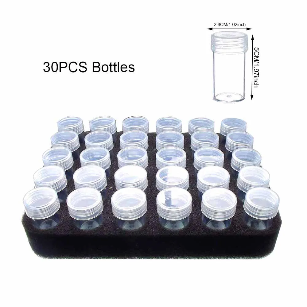 Diamond painting tools storage box transparent rice beads small box nail art divided diamond bottle in spong 30/40/60/80PCS