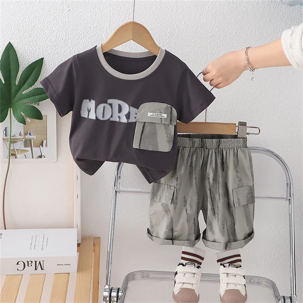 

Newborn Baby Boy Clothes Sets Summer Casual Print Letter -shirt + Pants 2Pcs Children Clothing Suits Kids Tracksuit 1-4 Years