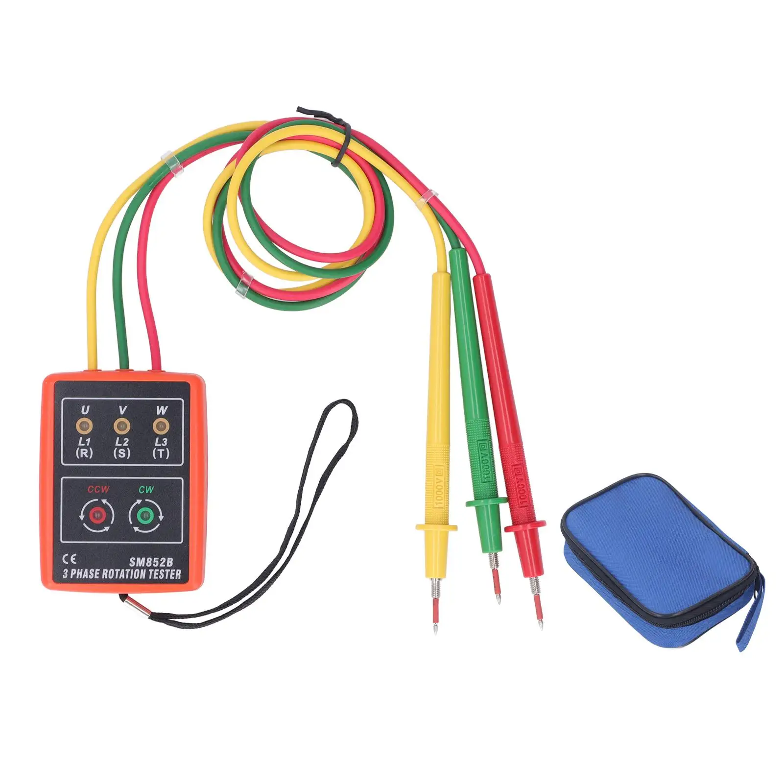 Portable 3-Phase Sequence Tester - Easy Operation Phase Rotation Meter, 20Hz-400Hz Frequency Detection for Voltage