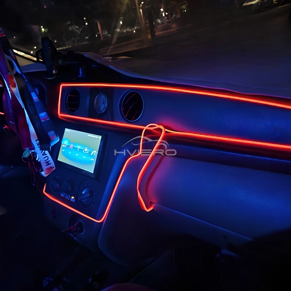 1M/2M/3M/5M Colour Car Interior Lighting LED Strip Auto Decoration Wire Rope Tube Line Flexible Neon Lights USB Drive Atmosphere