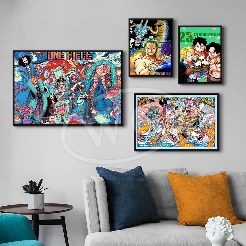 Personagens de desenhos animados de uma peça Macaco D. Luffy Roronoa Zoro Vinsmoke Sanji imagem decoração de parede pintura presente de Natal