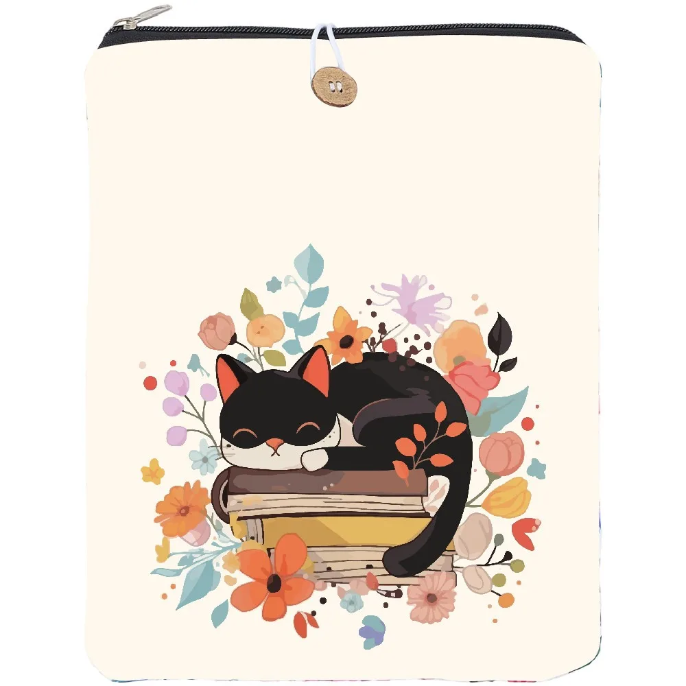 1pc Polyester Book Cover Notebook Wraps with Button Rectangle Cat Shape 290x240mm for Handmade