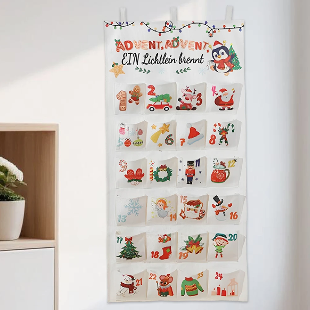 

Fabric Christmas Advent Calendar Christmas Countdown Calendar with 24 Pockets Wall Hanging Ornaments Xmas Party Favors