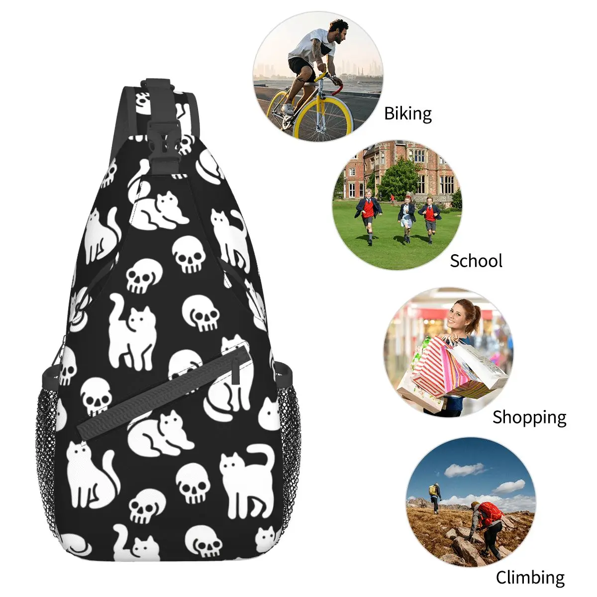 Umhängetasche Sport Katzen Brusttasche Unisex Frauen Mann Mode Schulter Rucksäcke Reisen