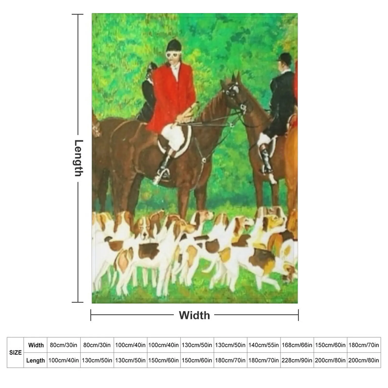 Foxhound Dogs and Horsemen Throw Blanket Custom Bed Bed covers Blankets