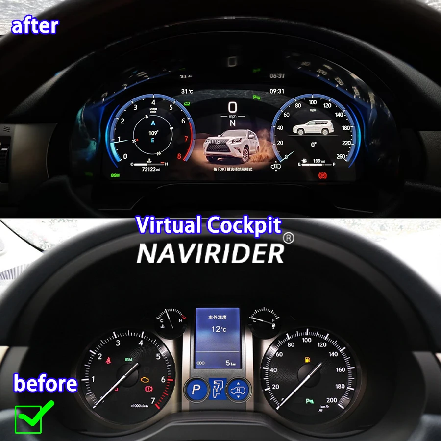 LCD Digital Dashboard For Lexus GX400 GX460 2010-2016 Virtual Cockpit Instrument Panel Gauge Cluster Gps Speedometer Tachometer