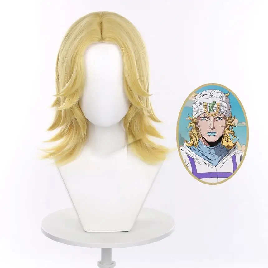 

STEEL BALL RUN SBR Johnny Joestar парик JoJo Bizarre Adventure Косплей Joe Kid парик блондинка Желтые волосы Хэллоуин Вечеринка + Кепка для парика