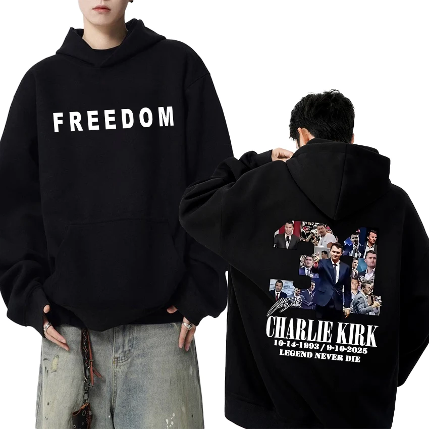 

2025 New Justice for Charlie Kirk Legend Never Dies Graphic printed Hoodies Men women vintage Sweatshirt Unisex Fleece pullover