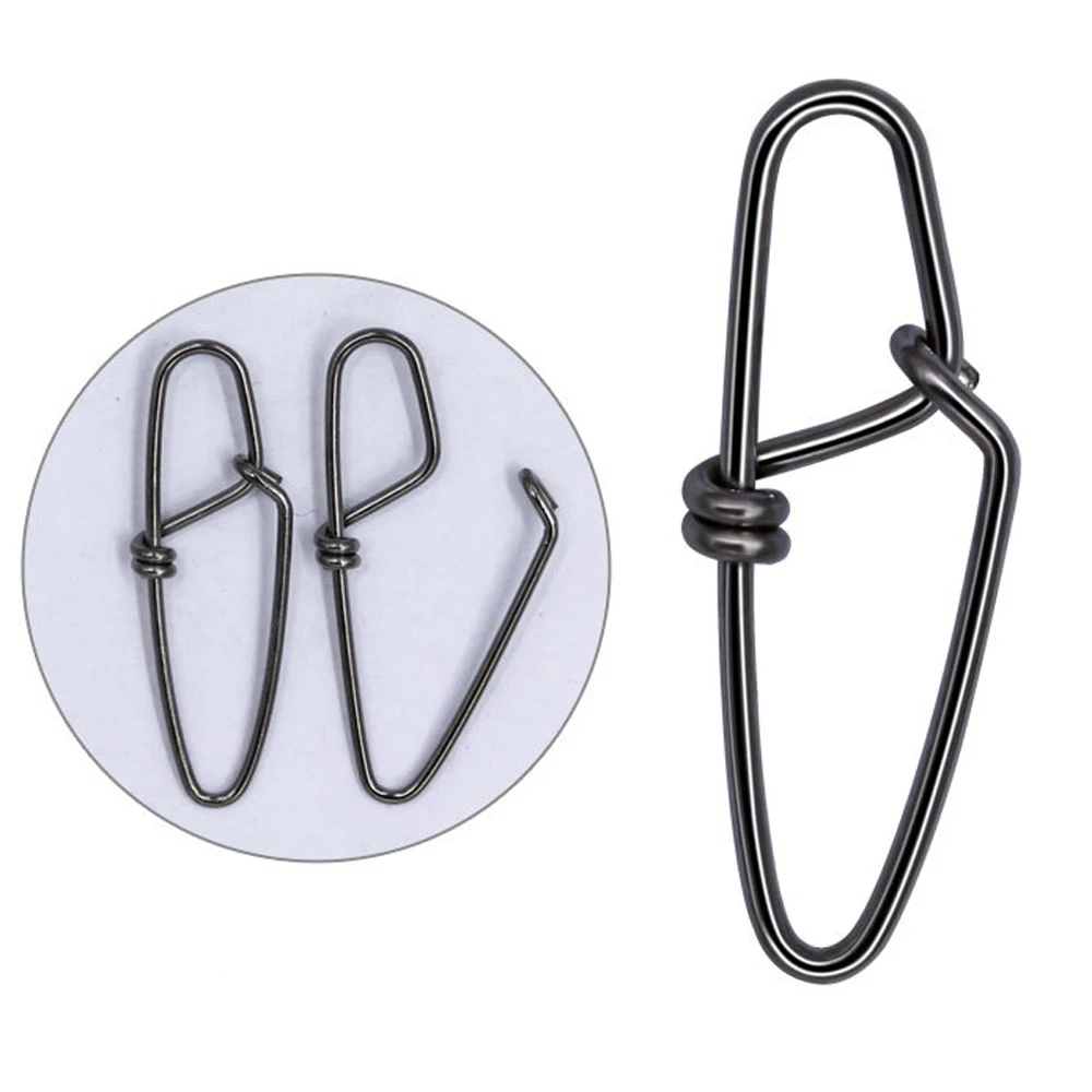 50 oder 100 Stück Angelclips Schnellverschluss-Karabiner für Angelköder, Salzwasser-Angelzubehör, Duo-Lock-Köder aus Edelstahl