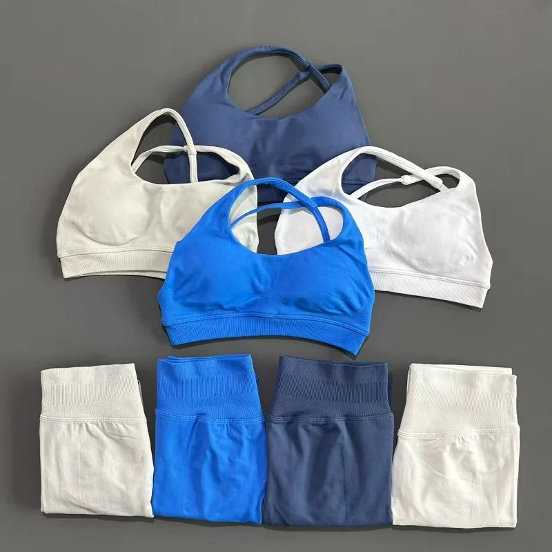2 Pieces Women Sports Set Asymmetric Sports Bra Butt Lifting Tummy Control Tights Yoga Gym Suit Fitness Sportswear Workout Sets
