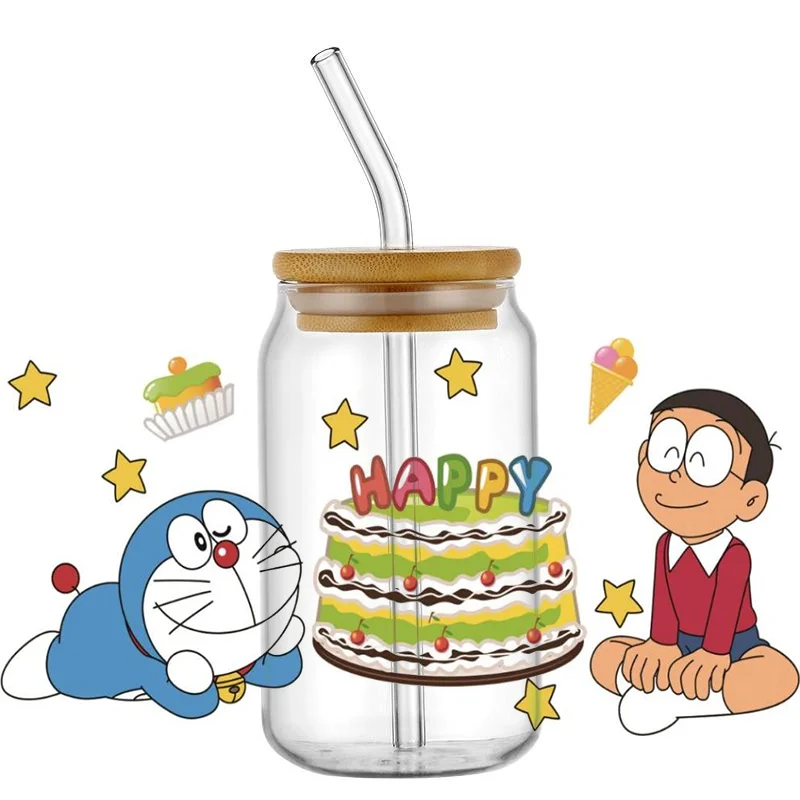 Miniso 3D Cartoon Doraemon Decal Waterproof Transfers Sticker for Libbey Glass Cup DIY UV DTF Cup Wrap Washable Mug Sticker