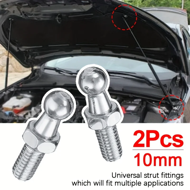 2pcs 10mm M8 Universal Dust Cover Universal Car Boot Bonnet Gas Strut End Fitting Connector Ball Pin Joint Valve Screw