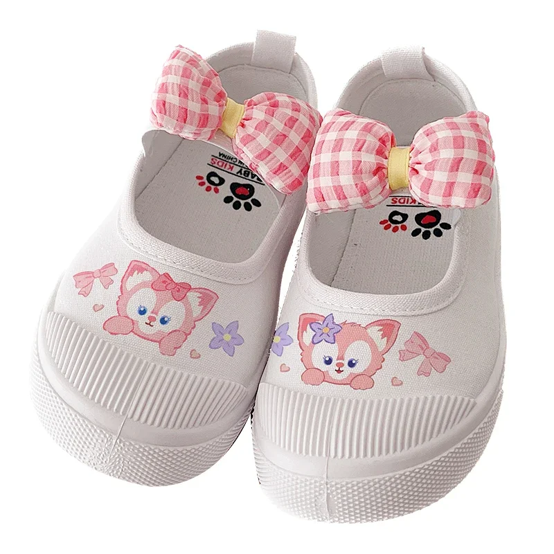 MINISO Sanrio Melody Kuromi Cinnamoroll Rabbit Kindergarten Bow piccole scarpe bianche Boy Girl Baby Indoor Leisure Time scarpe di tela