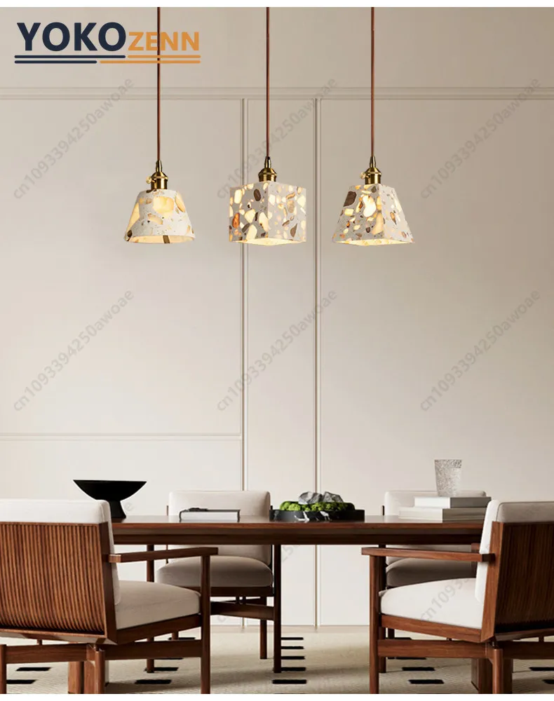 

Подвесной светильник YOKO 3Lights Terrazzo из натурального полупрозрачного камня, полноспектральный светодиодный, в стиле Mid-Century, роскошная лампа для столовой, бара, дома