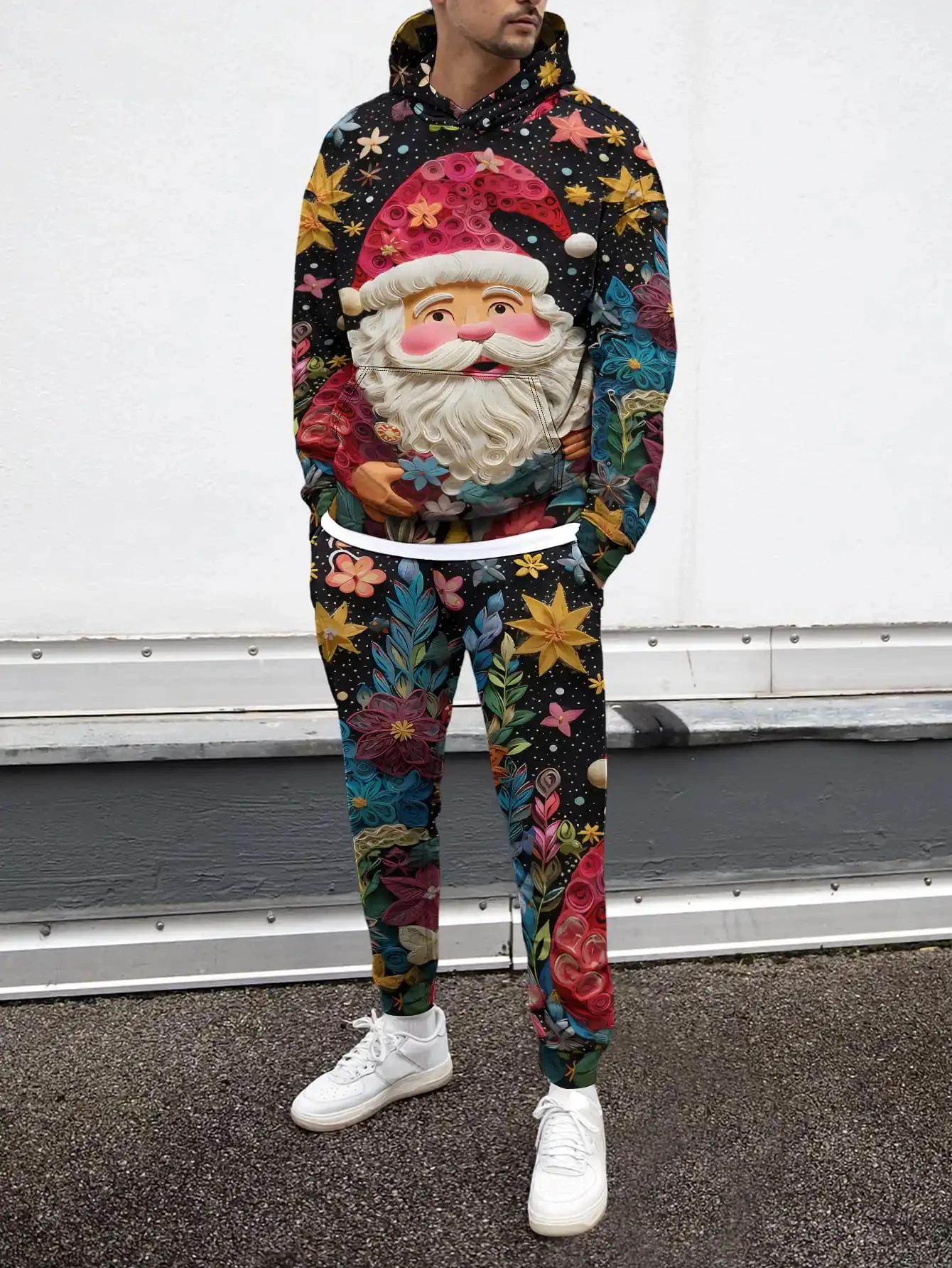 Ensemble de sweat à capuche de noël imprimé 3D pour hommes, automne hiver, fête de Festival, manches longues, ensemble deux pièces, ample, décontracté, confortable, survêtements