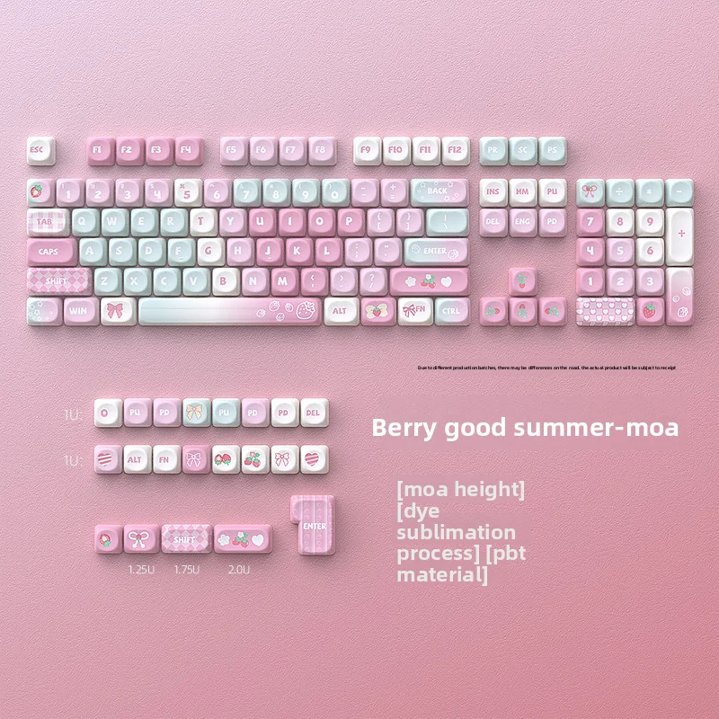 Strawberry Summer Theme Keycaps Set - MOA Sublimation 131 Keys Full Set for Mechanical Keyboard Customization DIY Replacement