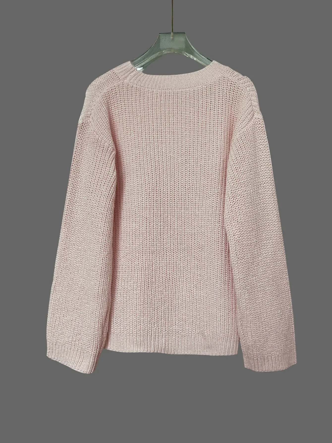 Outono inverno malha manga longa em torno do pescoço camisola 3d flor bordado moda feminina topo