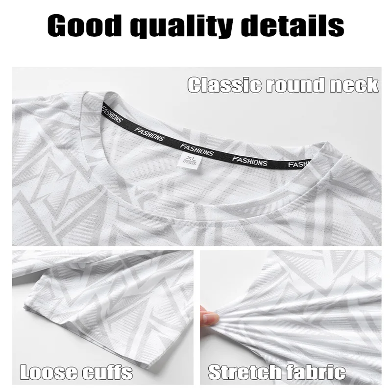 Men Summer Quick Drying Ice Silk Short Sleeved Fitness Suit Outdoor Sports Short Sleeved Training Pro Running Stretch T-shirt