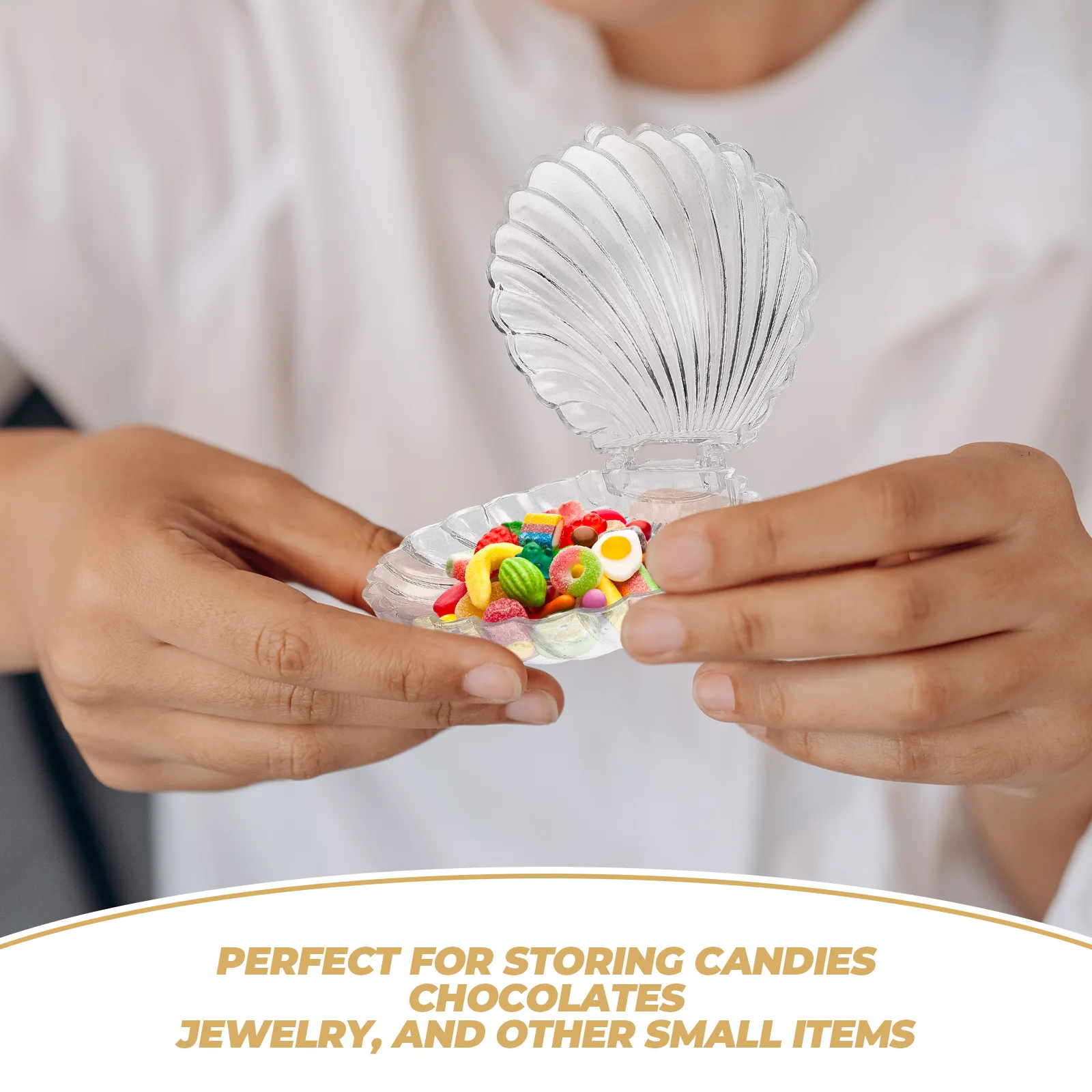 

4pcs Candy Gift Boxes 11X9X5.5Cm Transparent Plastic Sea Shell Containers For Jewelry Chocolate Storage Party Favors Mermaid