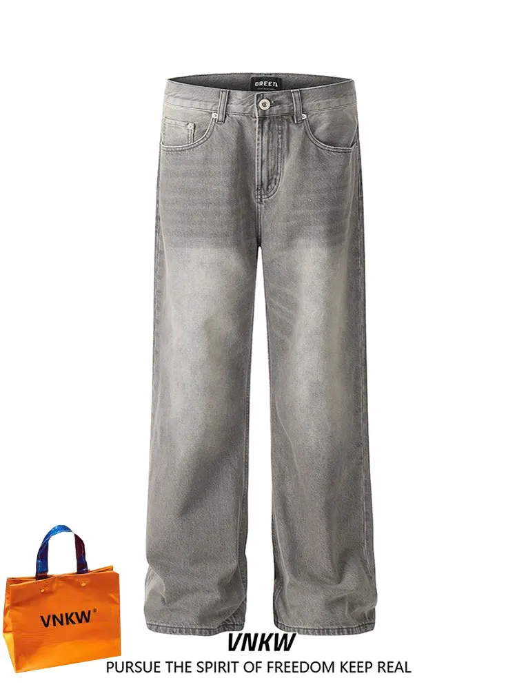 

Модные мужские джинсы свободного прямого кроя в уличном стиле, повседневные длинные брюки из хлопкового денима для осени и зимы, унисекс