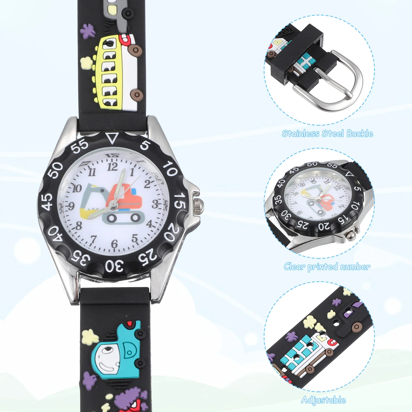 سيليكون كارت الكرتون ووتش الطلب الكبير عدد واضح طالب الكوارتز التخييم في الهواء الطلق السفر هدية ساعة اليد