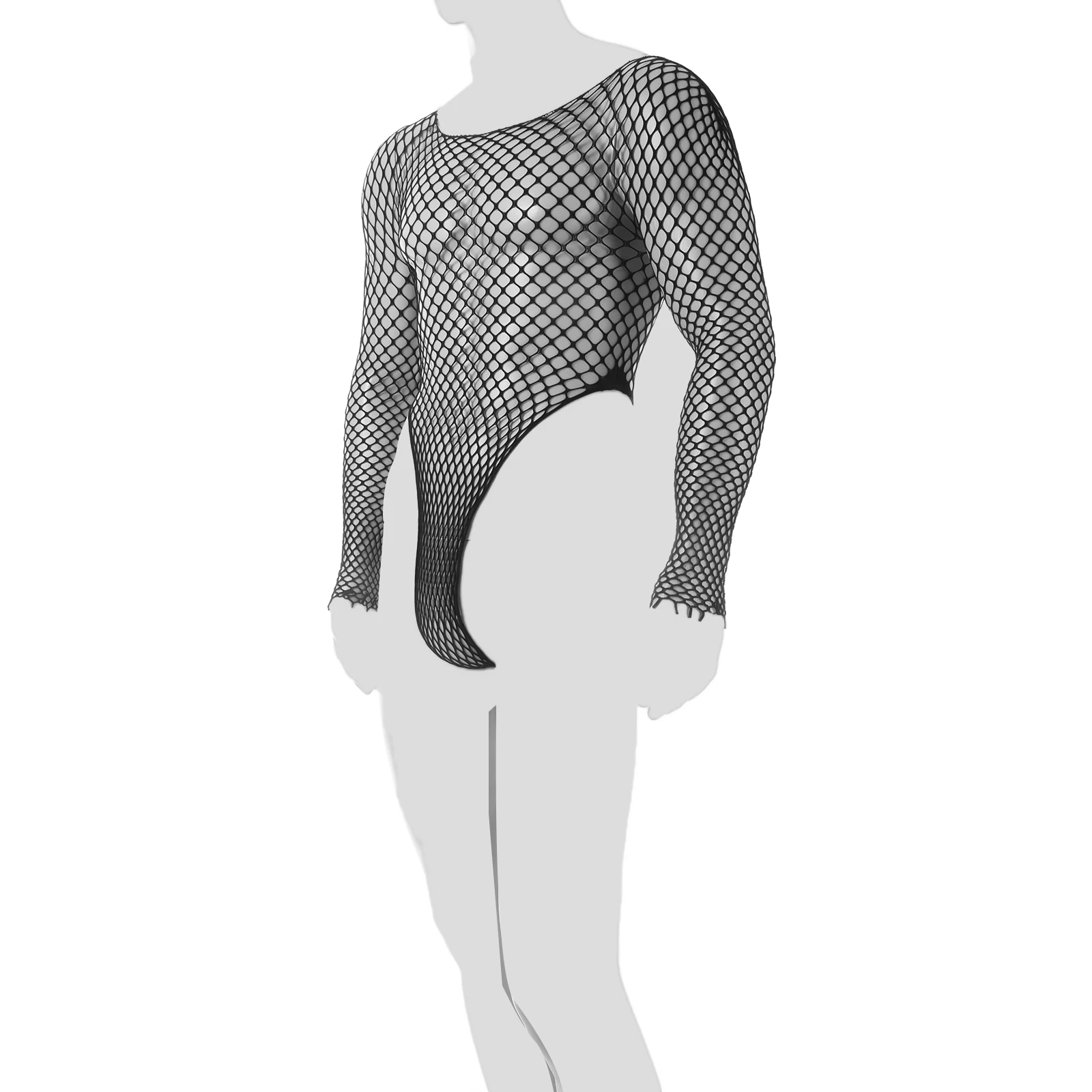 Sexy​ ​Lingerie Man Erotic Fishnet Sensual Men Fetish Transparent Mesh Bodysuit Crossdresser Penis Pouch Underwear One-piece
