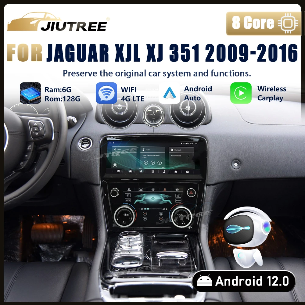 Car Radio Android 12 AC Panel For Jaguar XJL XJ 351 2009 2010-2016 LCD Multimedia Player With Air Condition Board Navi Head Unit