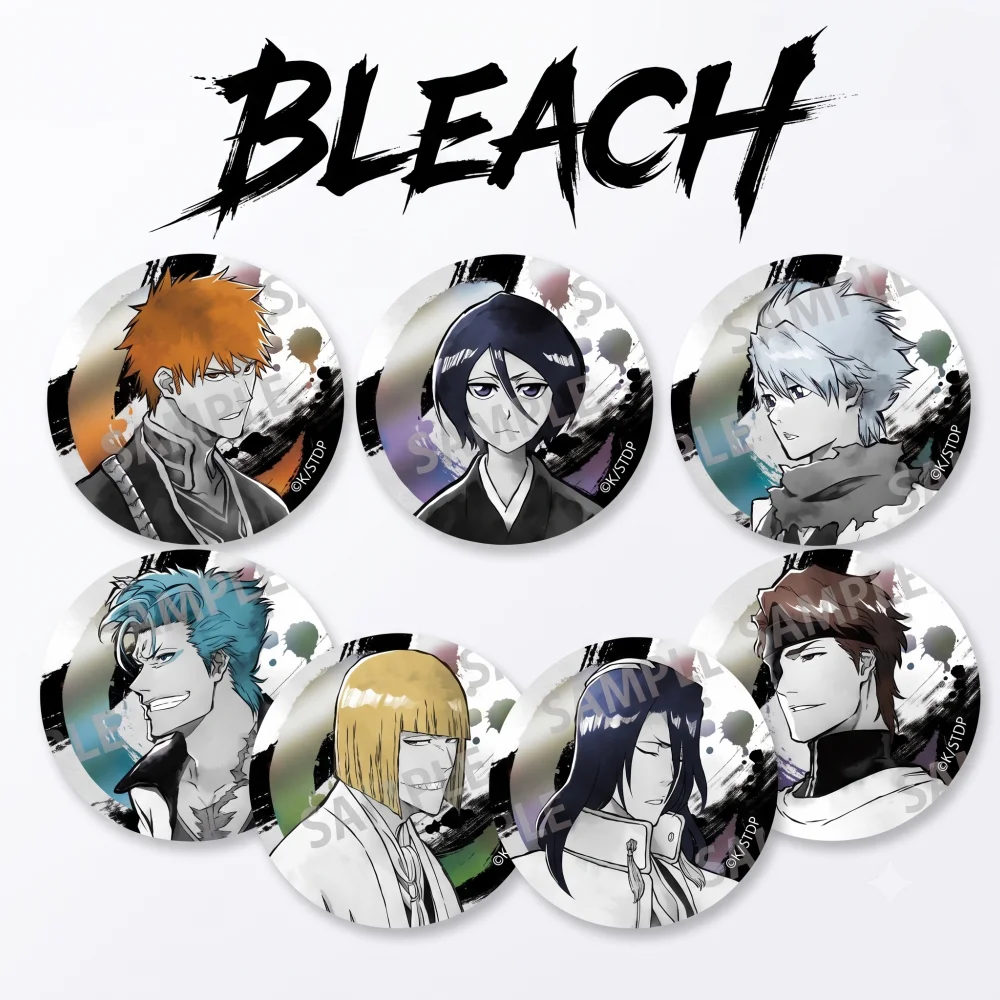 Image of Anime Bleach Abzeichen-Set Ichigo Toshiro Aizen Chibi Figur Runde Anstecknadel Brosche Tintenfleck Itabag Rucksack Deko Geschenk Schlüsselanhänger
