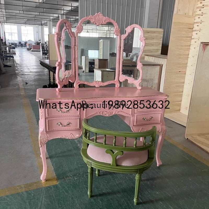 الفرنسية الرجعية القديمة الوردي مضمد الشمال الزجاج الصلب الخشب نحت زهرة خلع الملابس