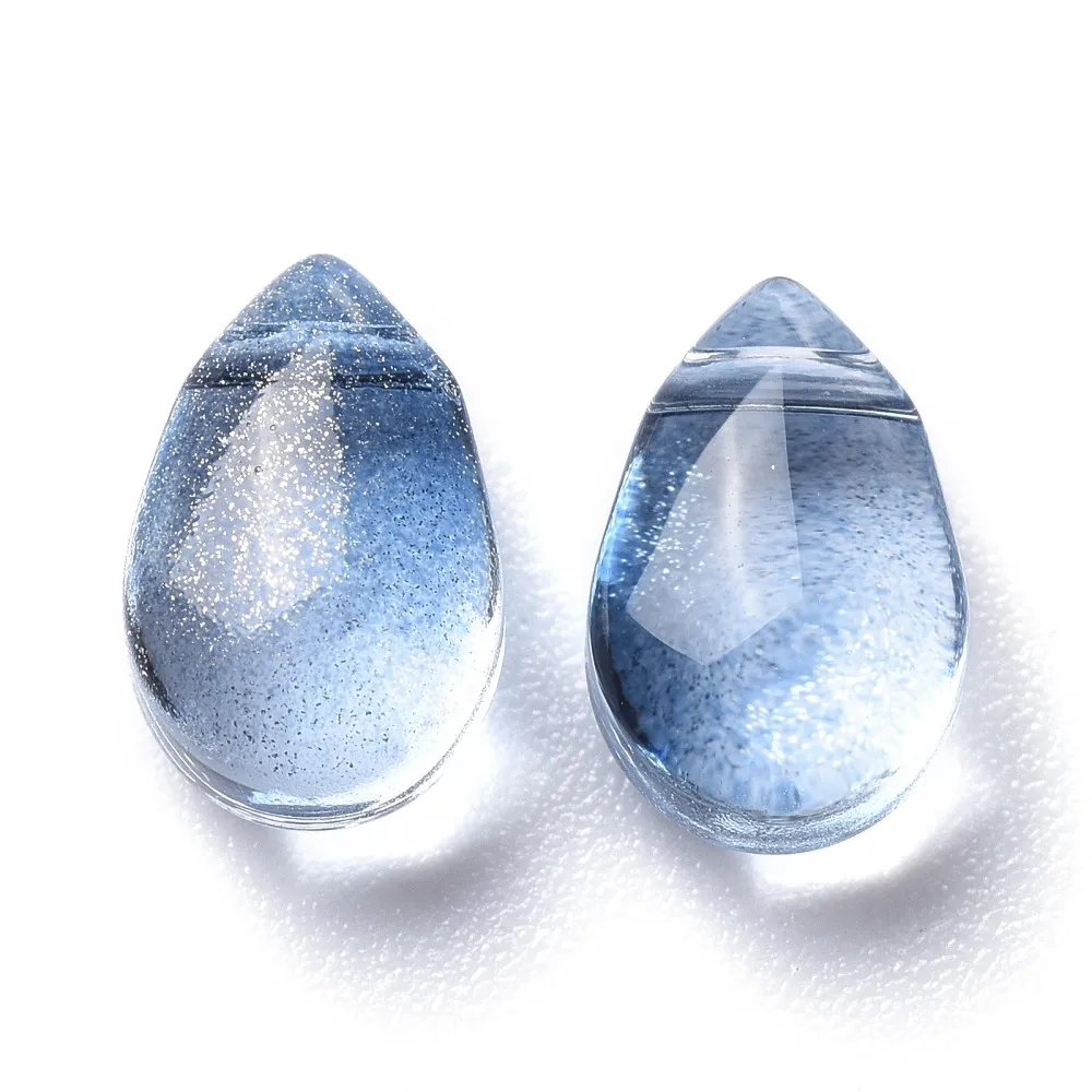 20Pcs Teardrop Pendant Ornament Transparent Glass Charms Glitter Gold Teardrop Glass Charms Pendant Jewelry Making Charms