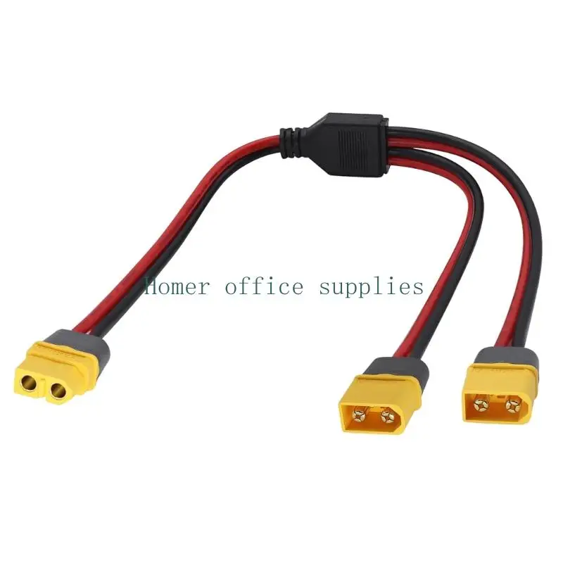 K43B XT60 Y Cable, XT60 Female to Two XT60 Male 20cm Wire with PVC Cover, Molded Y Body, Guided Insert for XT60 Line Wiring
