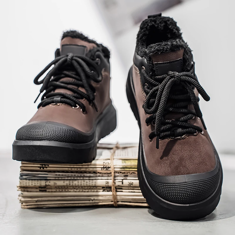 شتاء جديد موضة شعبية الاتجاه سميكة سوليد عادية متعددة الاستخدامات مريحة دافئة وقطيفة الرجال الارتفاع زيادة الأحذية الرياضية #3