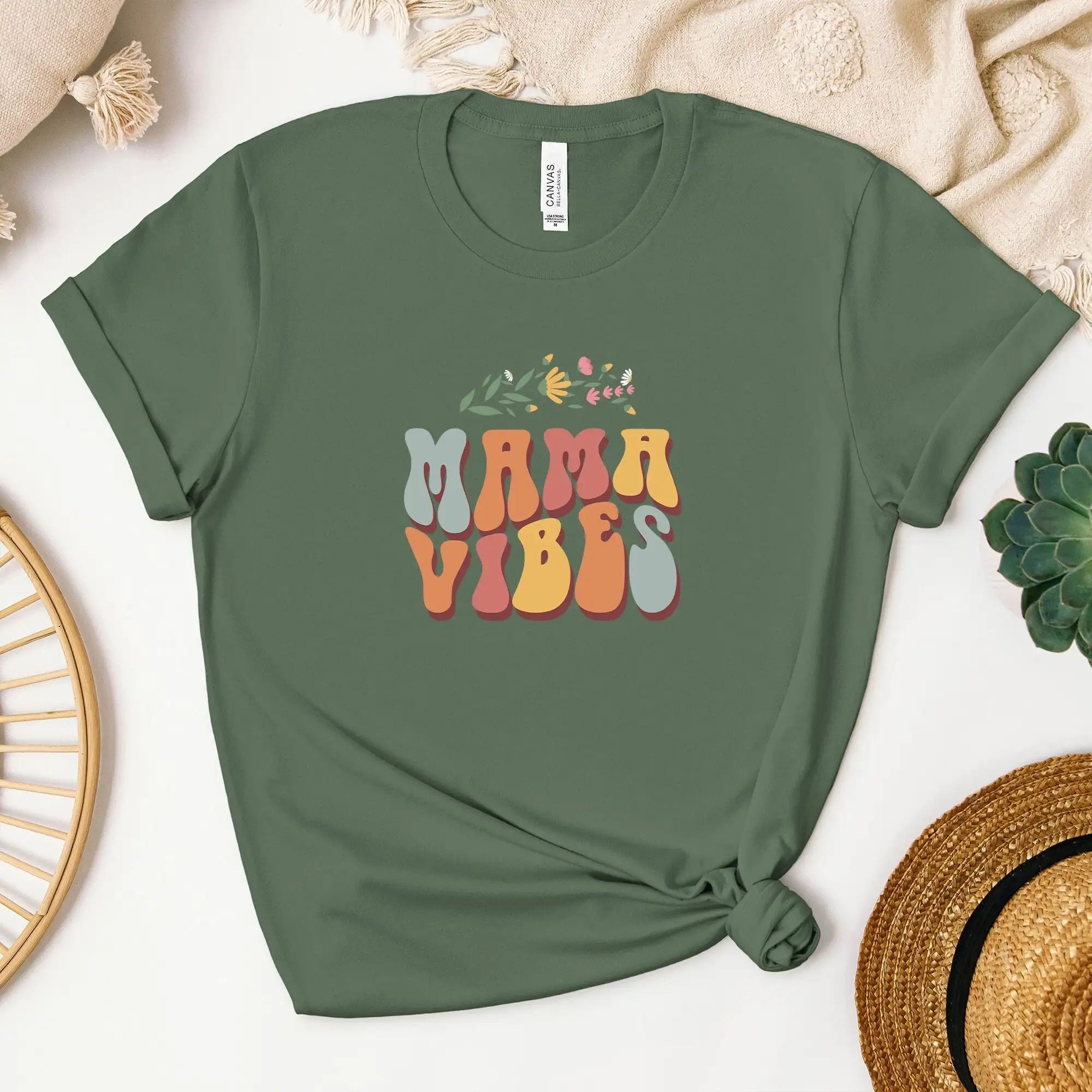 Retro Mama Vibes T Shirt Mother'S Day For Mother Grandma Nana Mom Crewneck New