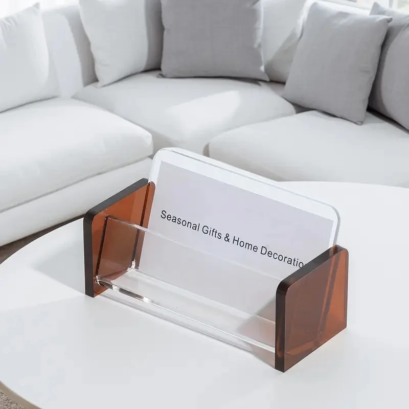

Acrylic Business Card Holder Creative Desktop Name Card Storage Card Display Stand Fits 50-70 Business Cards Office Supplies